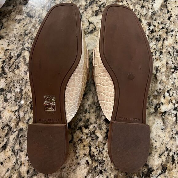 Tory Burch Georgia Loafer Mule Goat Leather SIZE 8.5 Cream - Picture 5 of 5